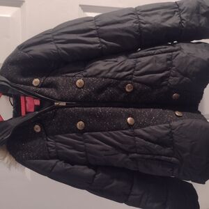 London Fog Black and Gold Kids Puffer Jacket
